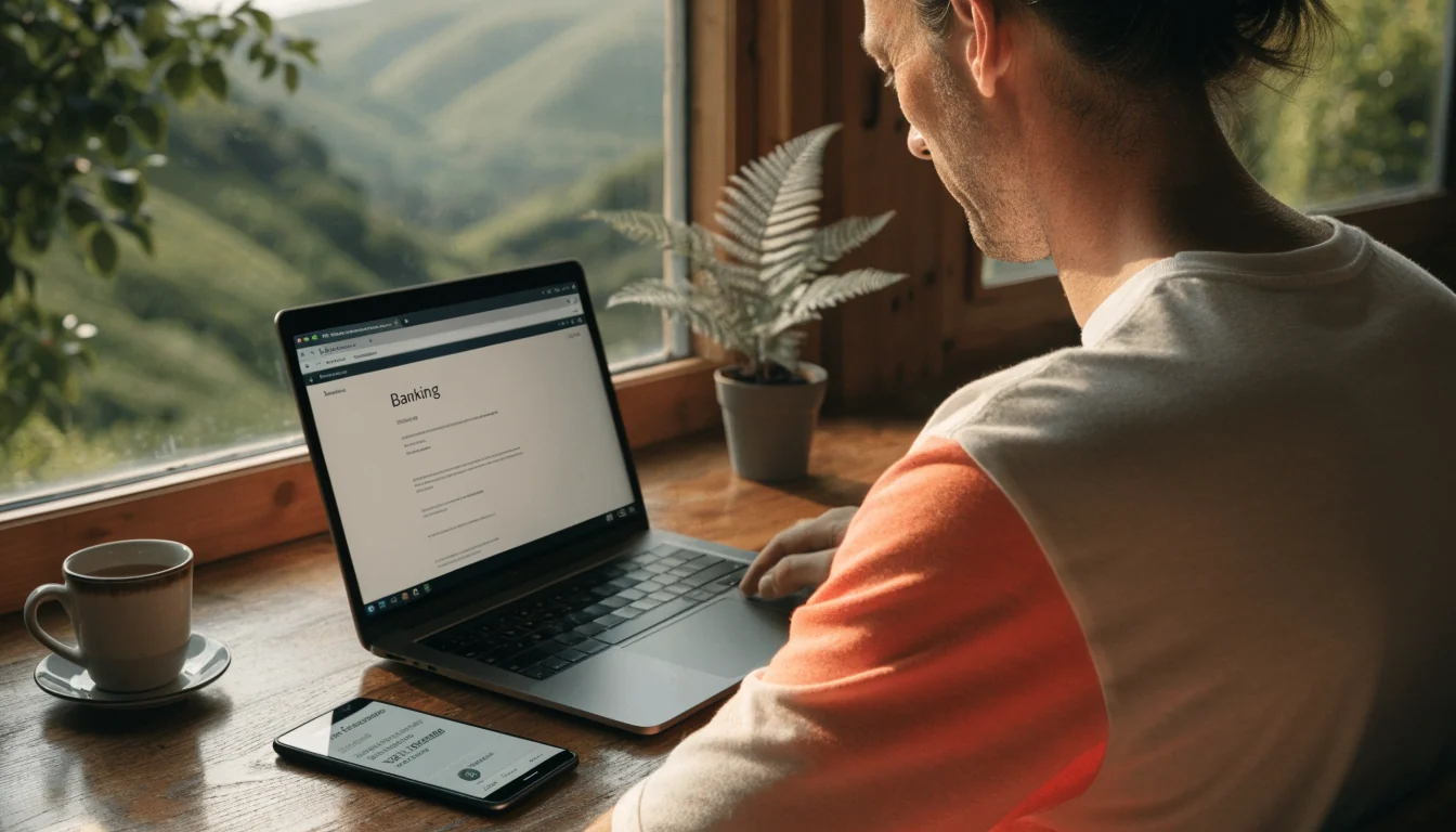 Player confirming a bank transfer on a laptop in New Zealand